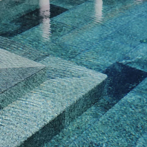 in pool tiles and stairs with exotic green marble copia